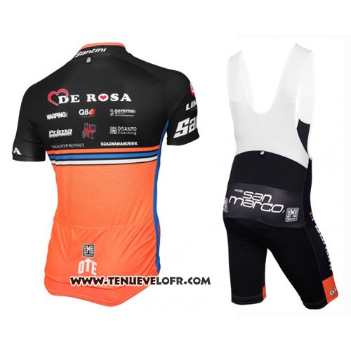 2016 Maillot Ciclismo DE Rose Noir et Orange Manches Courtes et Cuissard